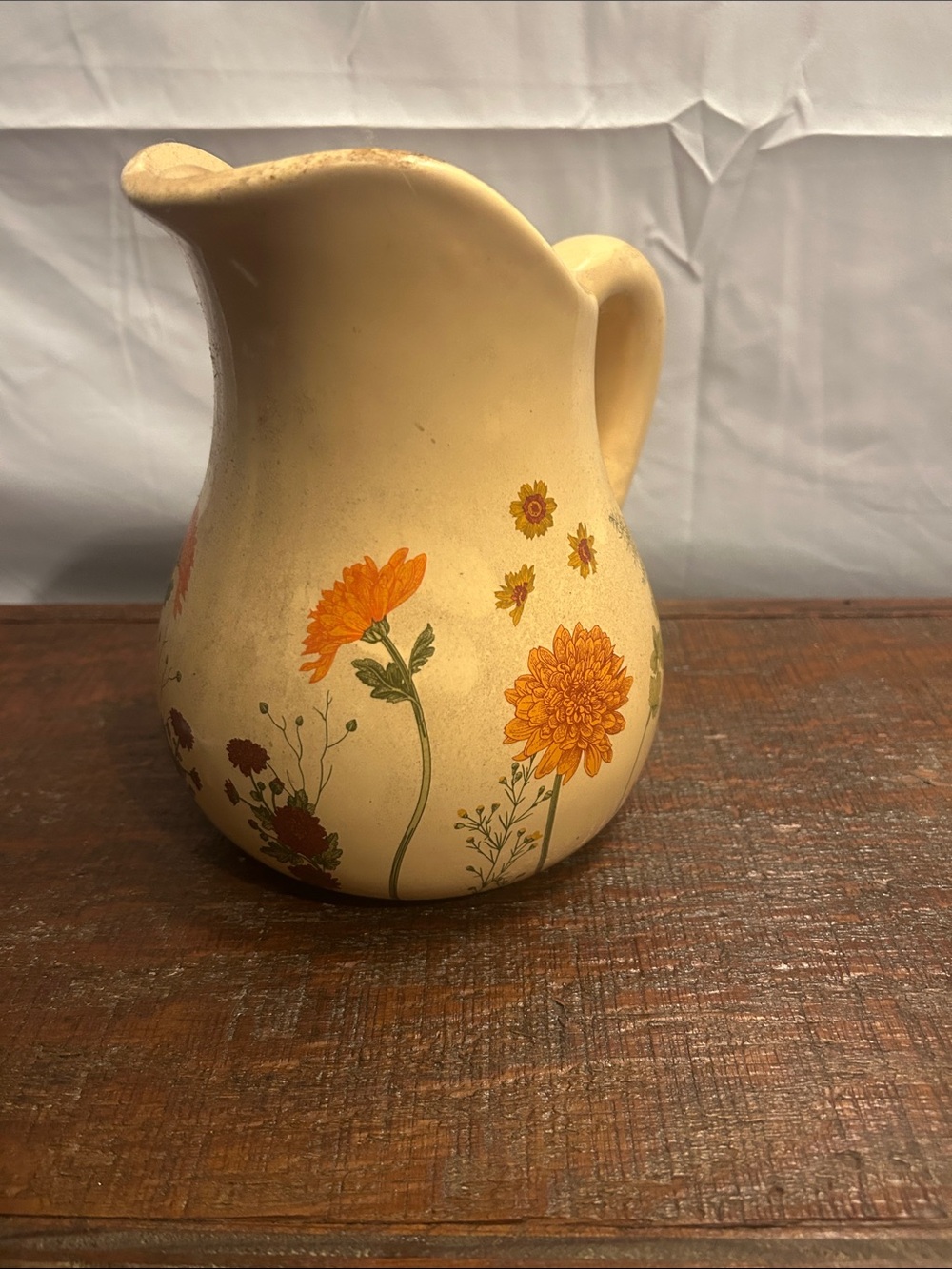 Vintage floral style ceramic pitcher